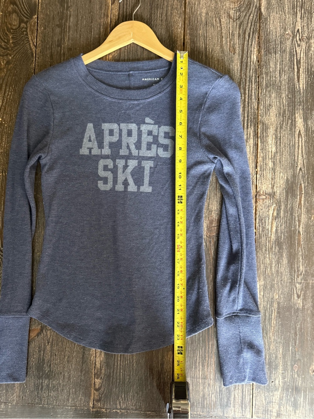 Vintage American Eagle Heather Blue Après Ski Thermal Long-Sleeve Tee | M - Picture 7 of 9